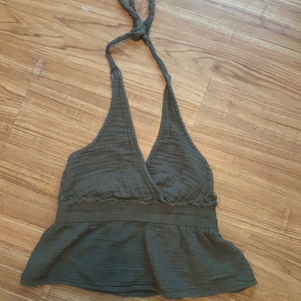 Sage green halter top linen material